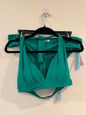 ANTONIO MELANI NWT Green/Teal V-Neck Bikini Set: Top M / Bottom L